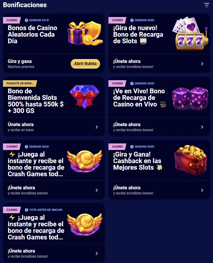 Bonos de la suerte de Spinay Casino